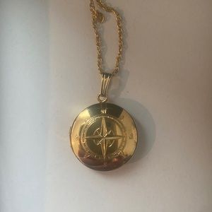 Gold nautical compass locket